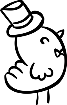 Gentleman Chicken Outline Svg Vector, Free Vectors File